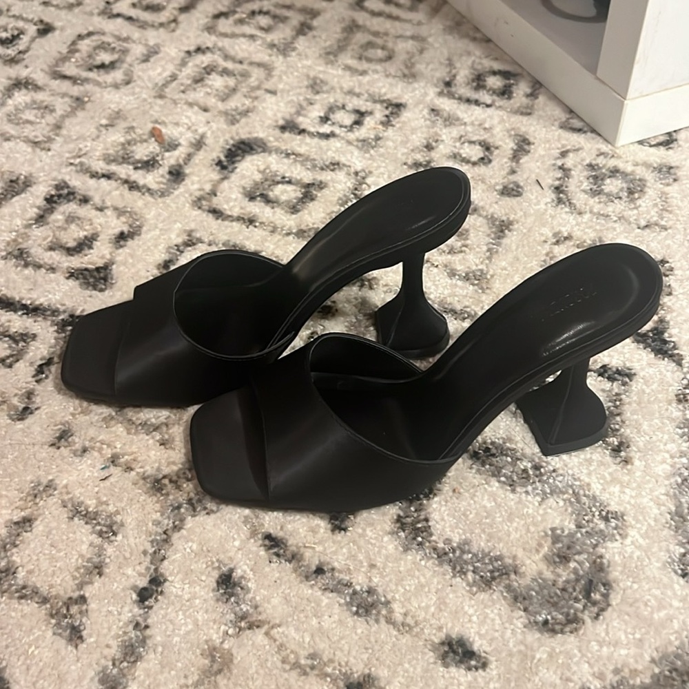 NWT Satin mule heels (open toe)